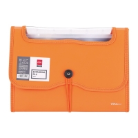 Spisové desky s gumou A4 Deli VIVID PREMIUM E38127 - 7 kapes, plastové, oranžové - DOPRODEJ