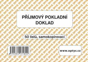 Příjmový pokladní doklad Optys - samopropisovací, A6, 50 listů
