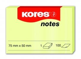 Samolepící bloček Kores - 75x50 mm, 100 listů, žlutý