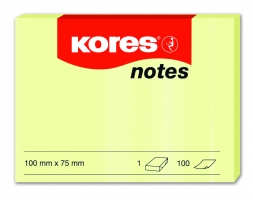 Samolepící bloček Kores - 100x75 mm, 100 listů, žlutý