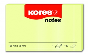 Samolepící bloček Kores - 125x75 mm, 100 listů, žlutý