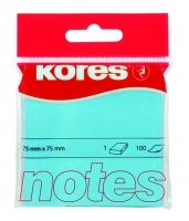 Samolepící bloček Kores - 75x75 mm, 100 listů, neon, modrý
