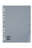 Plastový rozdružovač A4 Spoko - šedý, děrování, číslování 1-5 - DOPRODEJ