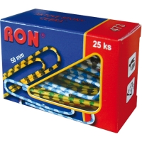 Barevné kancelářské sponky RON 473B - 50 mm, zebra, mix barev, 25 ks