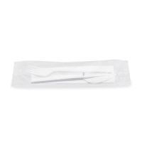 Příborová sada (nůž, vidlička, ubrousek) - hygienicky balená, bílá, 250 ks - DOPRODEJ