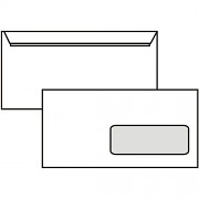Poštovní obálka DL - s okénkem, krycí páska, 110x220 mm, bílá, 10 ks - DOPRODEJ