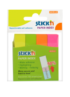 Samolepící záložky Stick n Hopax Paper Index - 12x50 mm, papírové, 4x100 listů, neon, 4 barvy