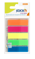 Samolepící záložky Stick n Hopax Film Index - 12x45 mm, plastové, 5x25 listů, neon, 5 barev