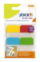 Samolepící záložky Stick n Hopax Filing Tabs - 38x25 mm, plastové, 4x20 záložek, 4 barvy