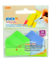 Popisovací záložky Stick n Hopax Arrow Tabs - 38x38 mm, plastové, šipky, 2x10 záložek, zelená a modrá