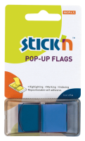 Samolepící záložka Stick n Hopax Pop - Up Flags - 25x45 mm, plastová, 50 listů, modrá