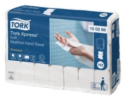 Jemný skládaný papírový ručník Tork Xpress Multifold 100288 - dvouvrstvý, 21,2x34 cm, TAD+celulóza, bílý, systém H2, 2310 ks