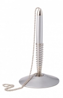 Kuličkové pero ve stojánku ICO Rex - s řetízkem, 0,8 mm, stříbrné