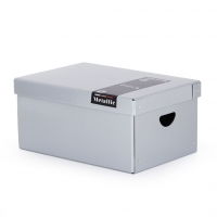 Archivační box s víkem Metallic - 355x240x160 mm, lamino, stříbrný
