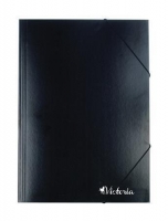 Spisové desky s gumou A4 Victoria - 3 klopy, karton, černé