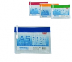 Obálka s plastovým zipem A5 Deli E5832 - plastová, síťovaná, transparentní, mix barev - DOPRODEJ