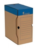 Archivační krabice na pořadač Victoria A4/150 - 320x260x150 mm, hnědá/modrá