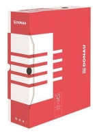 Archivační krabice na pořadač Donau A4/100 - 340x288x100 mm, bílá/červená