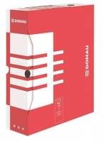 Archivační krabice na pořadač Donau A4/80 - 340x288x80 mm, bílá/červená
