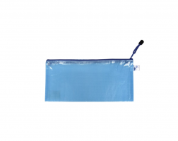 Obálka s kovovým zipem DL - síťovaná, plastová, modrá