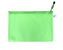 Obálka s kovovým zipem A4 - síťovaná, plastová, zelená