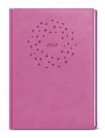Denní diář Adam-vivella s ražbou - B6, růžový, srdíčka