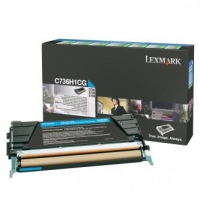 Lexmark originální toner C736H1CG, cyan, 10000str., return, high capacity, Lexmark C736, X736, X738