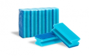 Houbička na nádobí Gastro - tvarovaná, 15x6,5x4,2 cm, modrá, 5 ks - DOPRODEJ