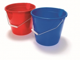 Plastový kbelík s výlevkou 10 l - s kovovým uchem, mix barev
