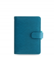 Mini diář Filofax Saffiano - 123x95x25 mm, akvamarín