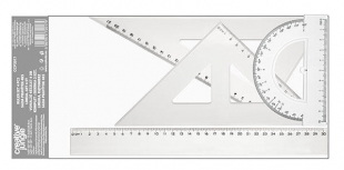 Sada pravítek 4 ks - 2x trojúhelník + pravítko 30 cm + úhloměr 180°
