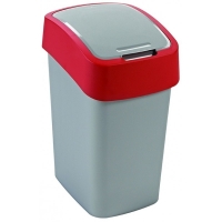 Výklopný odpadkový koš Curver Flip Bin 25 l - plastový, stříbrný/červený