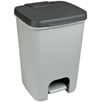Pedálový odpadkový koš Curver Essentials 20 l - plastový, stříbrný/antracitový