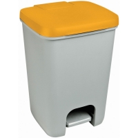 Pedálový odpadkový koš Curver Essentials 20 l - plastový, šedý/žlutý