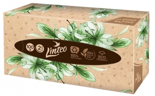 Kosmetické kapesníčky Linteo Eco Friendly - v krabičce, dvouvrstvé, 100% celulóza, 100 ks