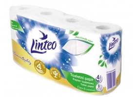 Toaletní papír Linteo - čtyřvrstvý, 100% celulóza, 123 útržků, 8 rolí