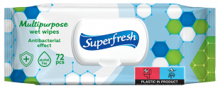 Antibakteriální vlhčené ubrousky na ruce Superfresh - bez alkoholu, 72 ks
