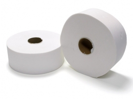 Toaletní papír Jumbo - dvouvrstvý, 100% celulóza, výška 13,6 cm, středový odvin, 180 m, 6 rolí