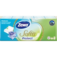 Papírové kapesníčky Zewa Softis Protect - čtyřvrstvé, 100% celulóza, 10 balíčků - DOPRODEJ