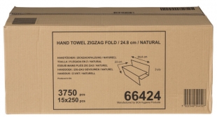 Skládaný papírový ručník ZZ Tork Natural 66424 - dvouvrstvý, 25x23 cm, béžový, systém H3, 3750 ks