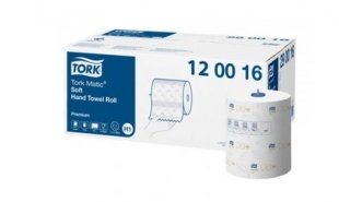 Jemný papírový ručník Tork Matic Premium 120016 - v roli, dvouvrstvý, celulóza TAD, 120 m, 480 útržků, systém H1, 6 rolí