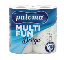 Kuchyňské utěrky Paloma Multi Fun Design - role,  dvouvrstvé, 100% celulóza, s potiskem, 11 m, bílé, 2 role - DO VYPRODÁNÍ ZÁSOB