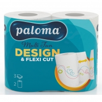 Kuchyňské utěrky Paloma Multi Fun Design & Flexi Cut - role, třívrstvé, 100% celulóza, s potiskem, 16,5 m, bílé, 2 role - DO VYPRODÁNÍ ZÁSOB