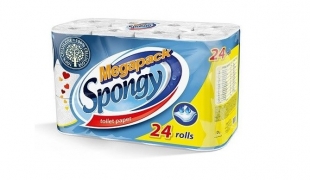 Toaletní papír Spongy - dvouvrstvý, 100% celulóza, 150 útržků, 24 rolí