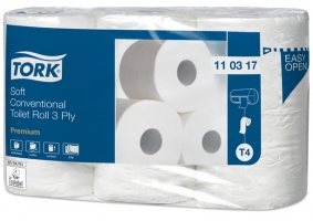 Extra jemný toaletní papír Tork Premium 110317 - třívrstvý, 100% celulóza, 35 m, systém T4, 6 rolí