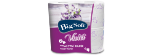 Toaletní papír Big Soft Violet - dvouvrstvý, 100% celulóza, 190 útržků, 4 role