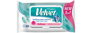 Vlhčený toaletní papír Velvet Intima - hypoalergenní, jednovrstvý, parfemace, 42 ks