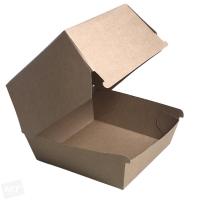 Papírový EKO box na burger - 11x11x9 cm, kraft, hnědý, 50 ks - DOPRODEJ