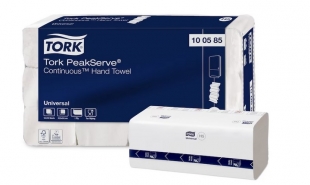 Skládaný papírový ručník Tork PeakServe 100585 - jednovrstvý, 22,5x20,1 cm, 100% celulóza, bílý, systém H5, 4920 ks