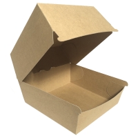 Papírový EKO box na burger - 13,5x13,5x10 cm, IQ kraft, hnědý, 50 ks